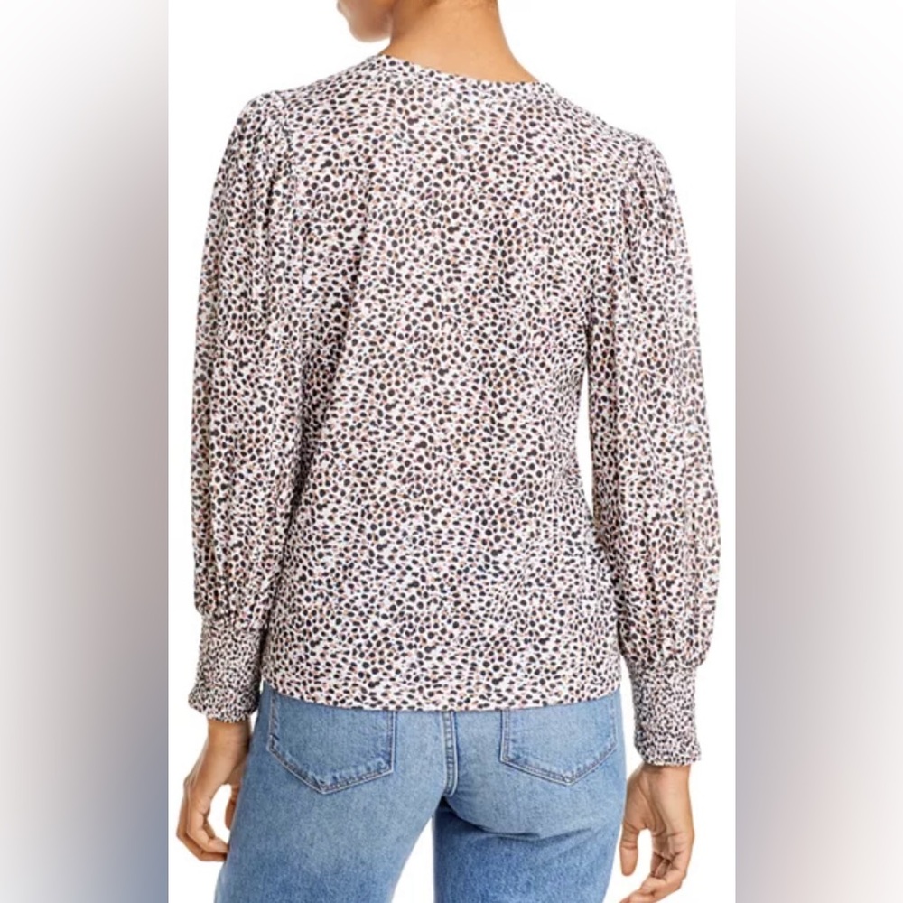 Nation LTD‎ Loren Animal Print Balloon Sleeve Top XS Boho Classic Pima Cotton - Picture 2 of 11